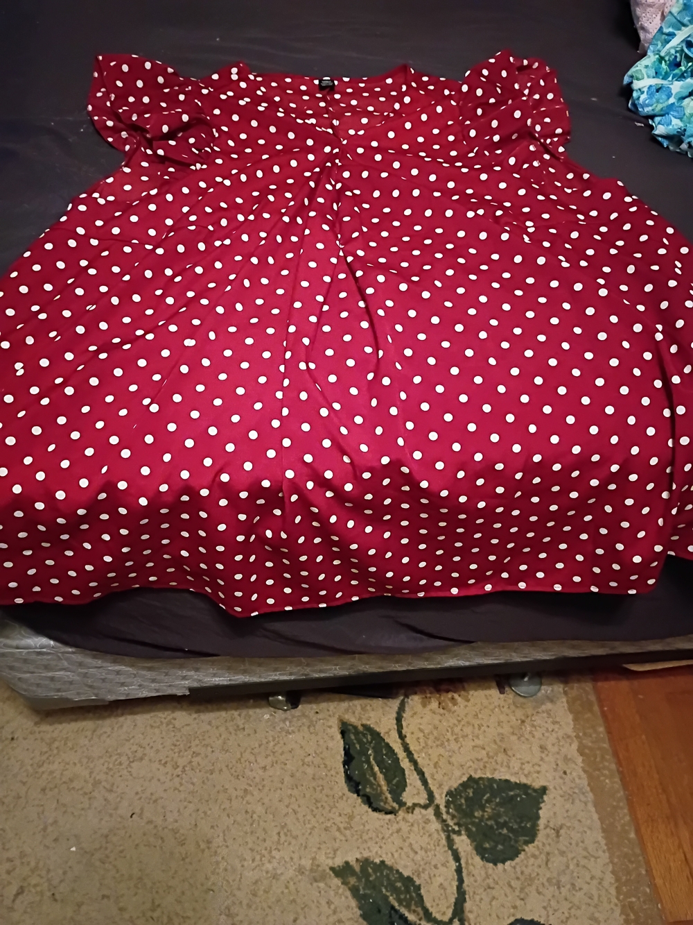SheinRed Polka Dot Blouse with White Dots